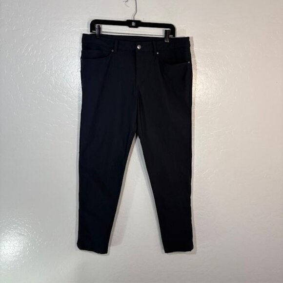 Lululemon Pants Mens 34 Black ABC 5 Pocket Slim Stretch Commuter Tapered Tech - Picture 1 of 7